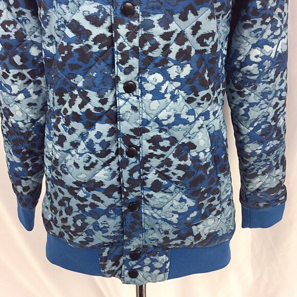 The North Face Anna Quilted Bomber Jacket Womens XS Blue Leopard Print Insulated - Picture 11 of 14